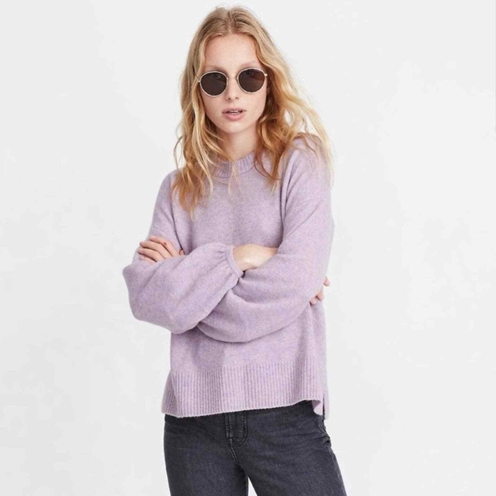 Madewell Payton Pullover Sweater in Coziest Yarn Heather Lilac size Small